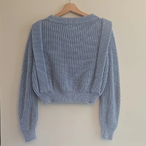 Sky Blue Cable Knit Sweater - Picture 5 of 5